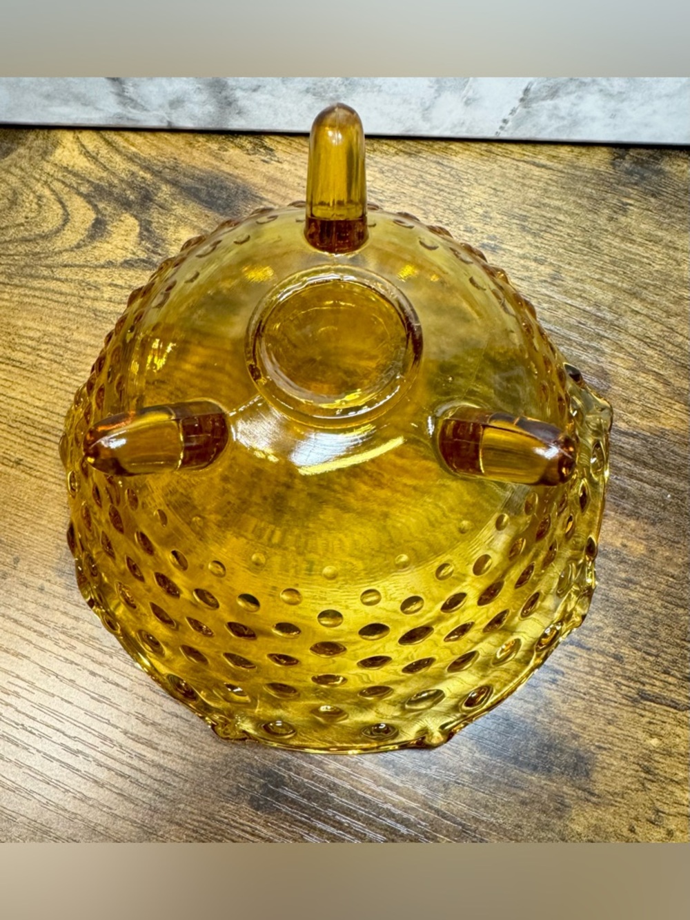 Fenton Colonial Amber American Hobnail Art Glass Footed Bowl Candy Dish - Picture 5 of 8